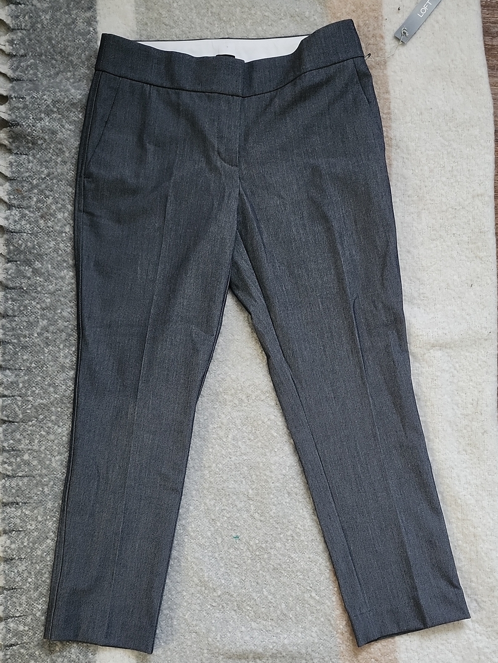 NWT LOFT Marisa Fit Slim Pencil Pants Gray/Navy Sz 4P Workwear Office Preppy